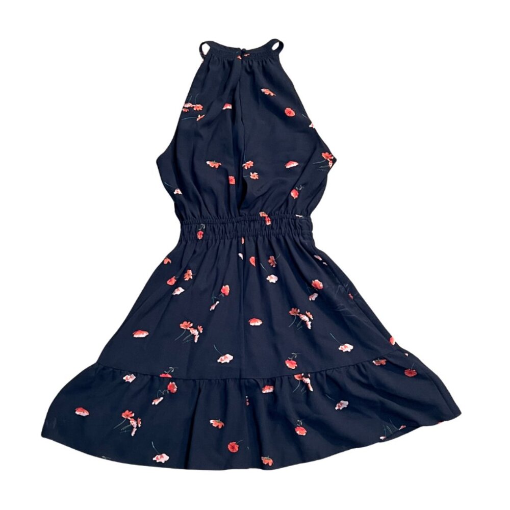 Black Floral Halter Dress // Size XS